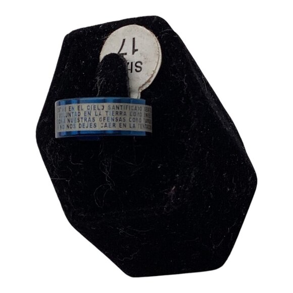 Unisex Blue Stainless Steel "Padre Nuestro" Lords Prayer Spanish Ring Size 7 - Picture 7 of 10